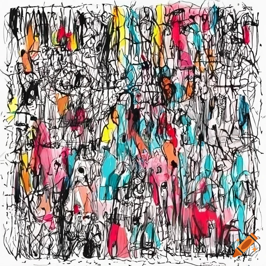 Wallpaper #aWdbBJMBSpphPi3--bfl125 Abstract Sketch of a Crowd Gathering Around a Box on Craiyon