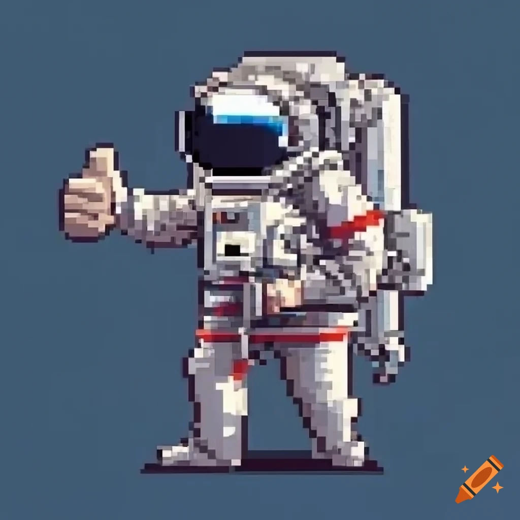Wallpaper #YjGbNZMB5zzyi_yY1Fda32 Pixel Art of an Astronaut Giving a Thumbs Up