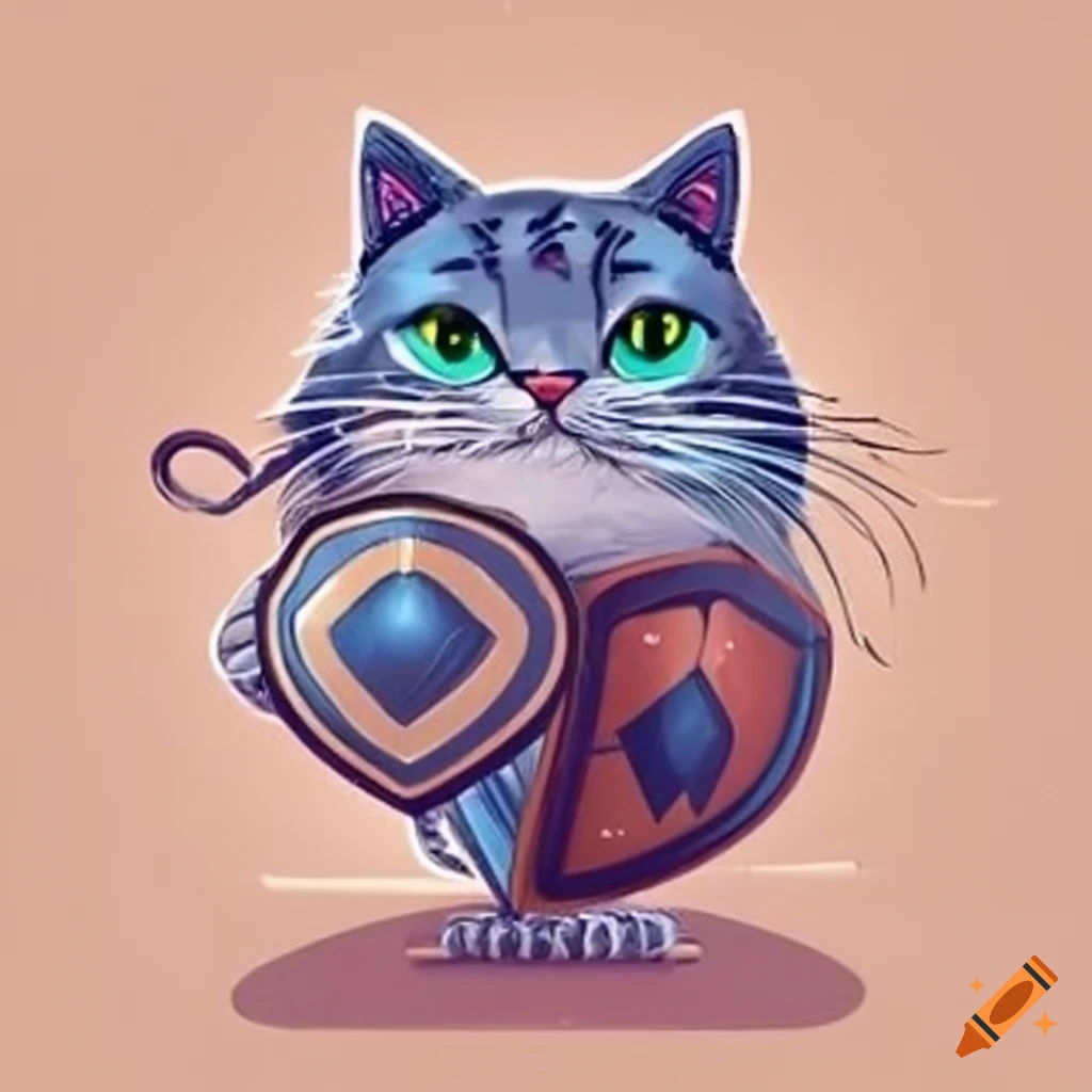 Wallpaper #e2cOBpMBSpphPi3-b78W411 Cat Holding a Shield