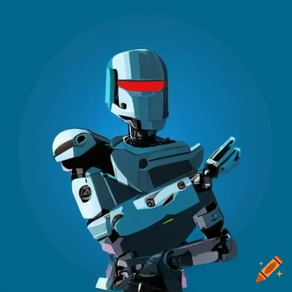 Wallpaper #FTHPNZMB5zzyi_yY1ljw258 Cartoon Illustration of a Futuristic Combat Robot on Craiyon