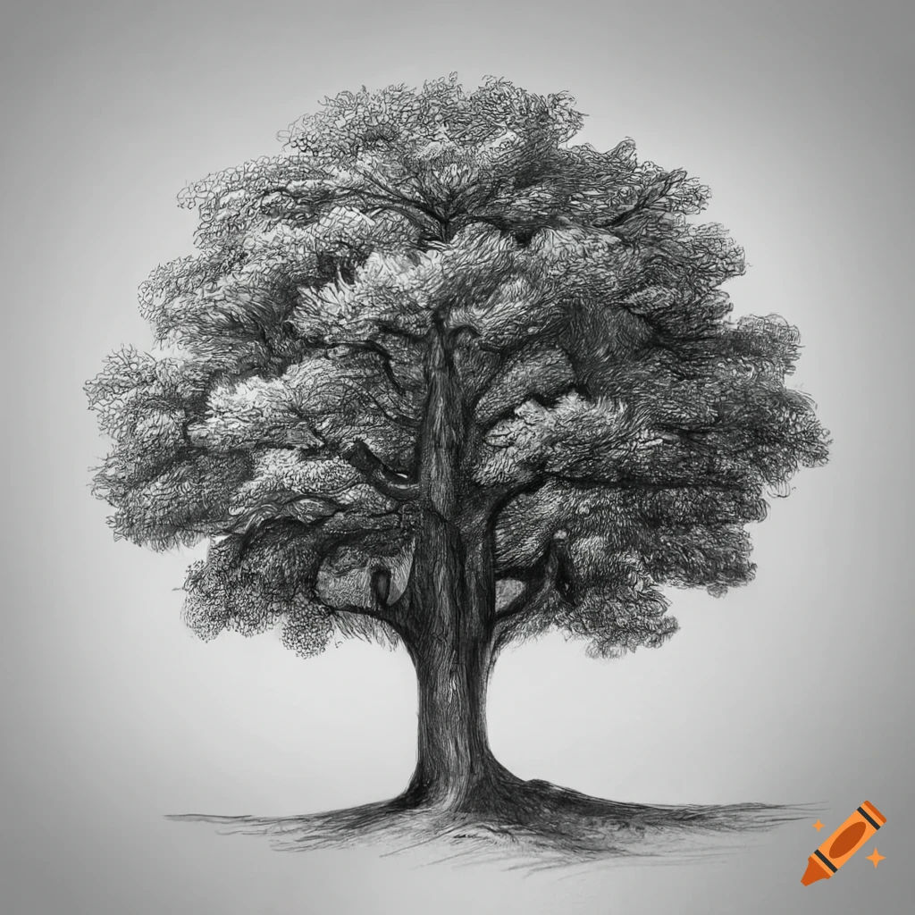 Wallpaper #BWgvFZMBSpphPi3-Zwec55 Detailed Pencil Drawing of an Oak Tree on Craiyon