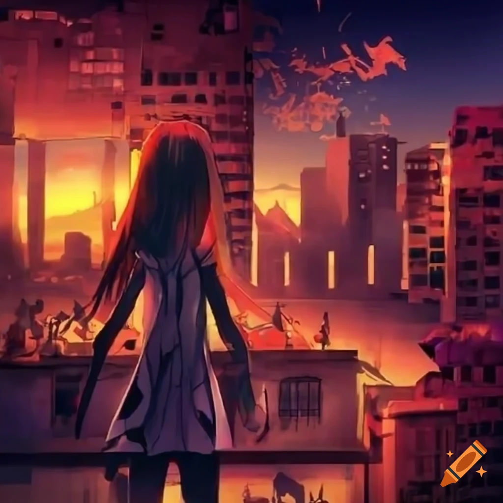 Wallpaper #oJl_P5MBUcASHT6nQswf395 Anime Girl in a Post Apocalyptic City on Craiyon