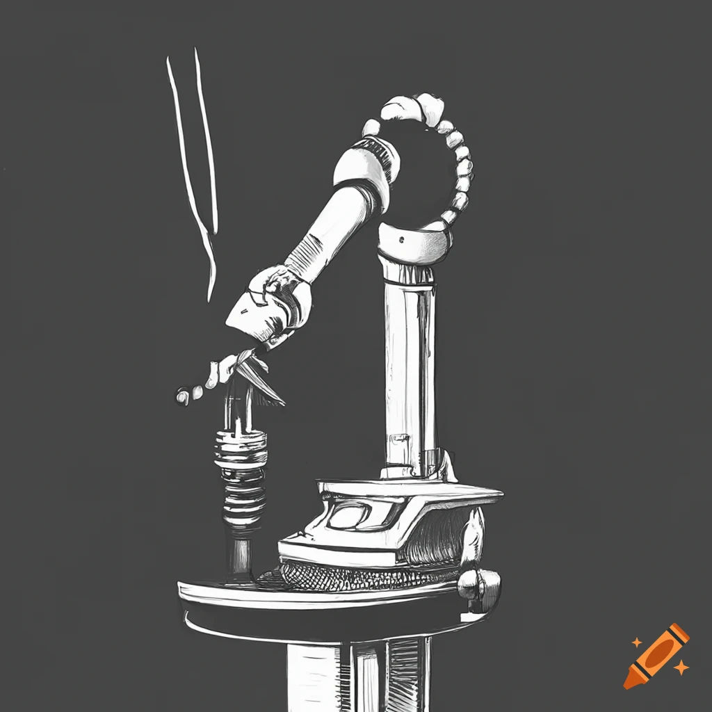 Wallpaper #m0ARMJMBJhL2WPba_L8Z65 Sketch of a Robotic Arm with a Pneumatic Drill on Craiyon
