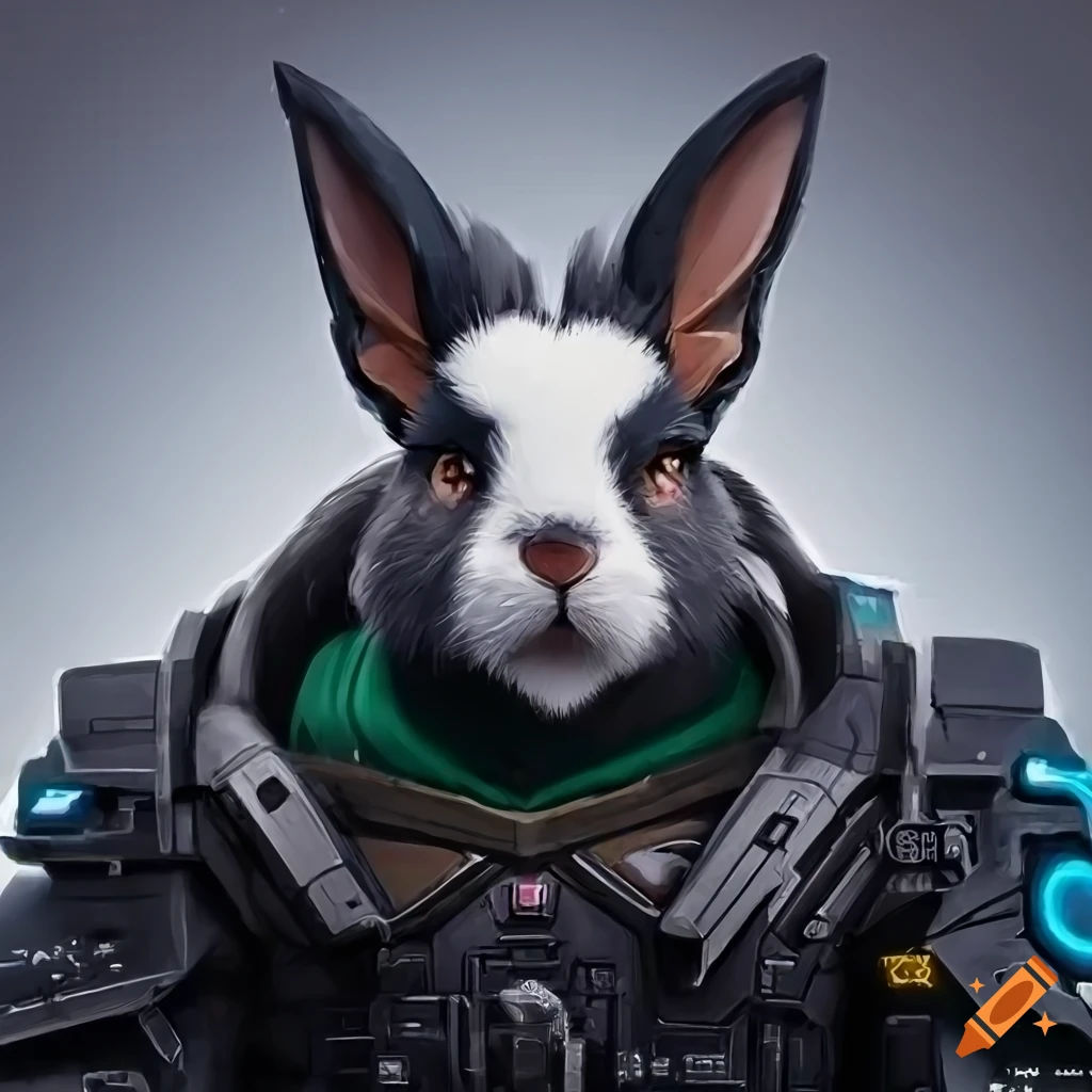 Wallpaper #qa3MMZMBKf019FdaUxGB191 Cyberpunk Artwork of a Dutch Breed Rabbit with Cybernetic Eye on Craiyon