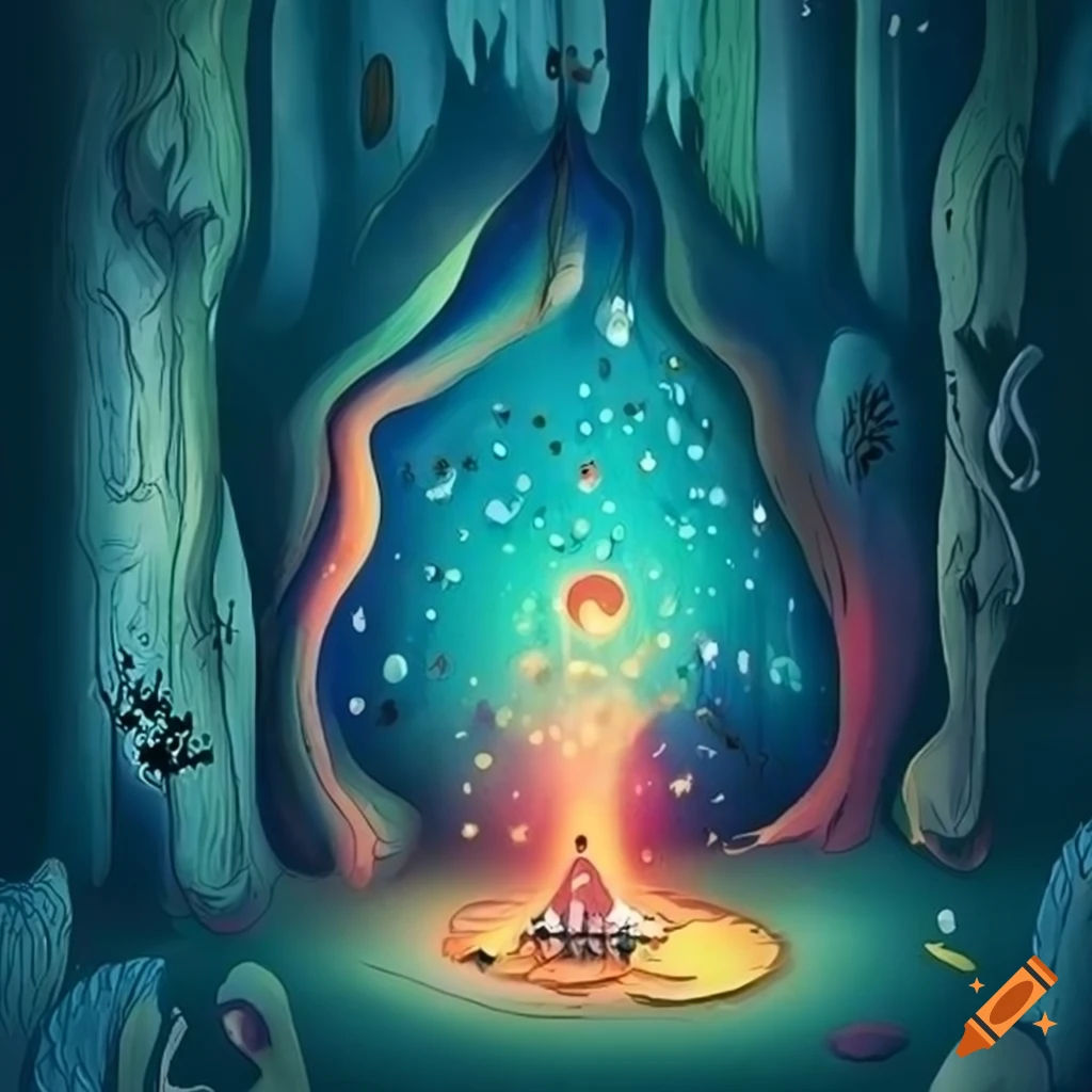 Wallpaper #H2ds_JIBSpphPi3-LpgZ154 Illustration of a Whimsical World with Elemental Powers