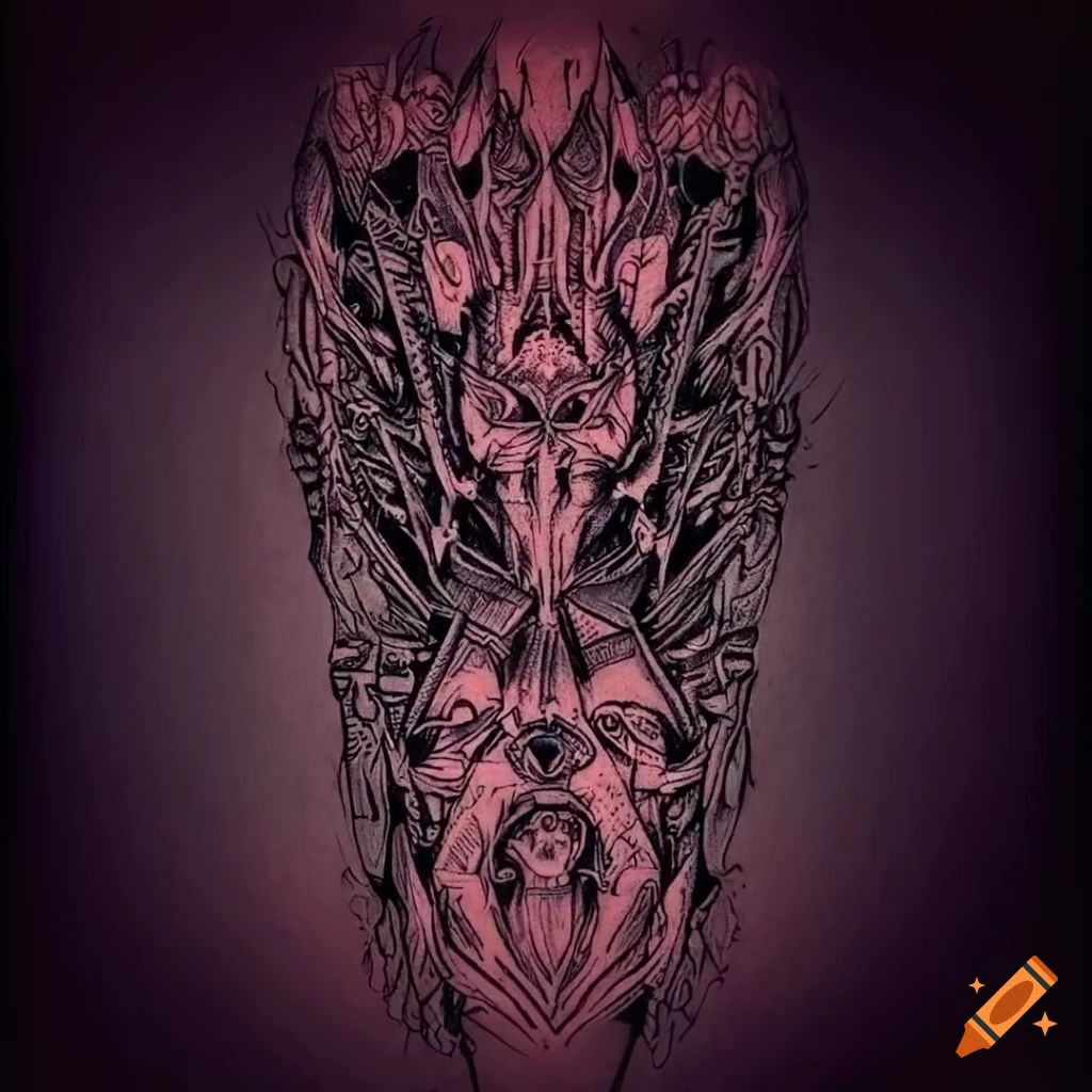 Wallpaper #mWgjGZMBSpphPi3-cxVO145 Sketch of an Intricate Tribal Tattoo with Cyberpunk Elements on Craiyon