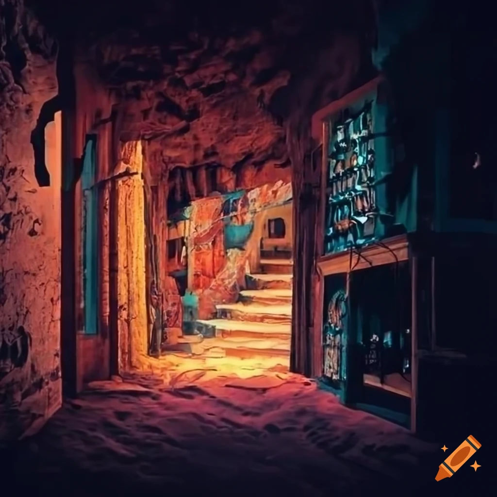 Wallpaper #NWcH9pIBSpphPi3-kYJt327 Dystopian View of a Music Store Inside a Cave on Craiyon