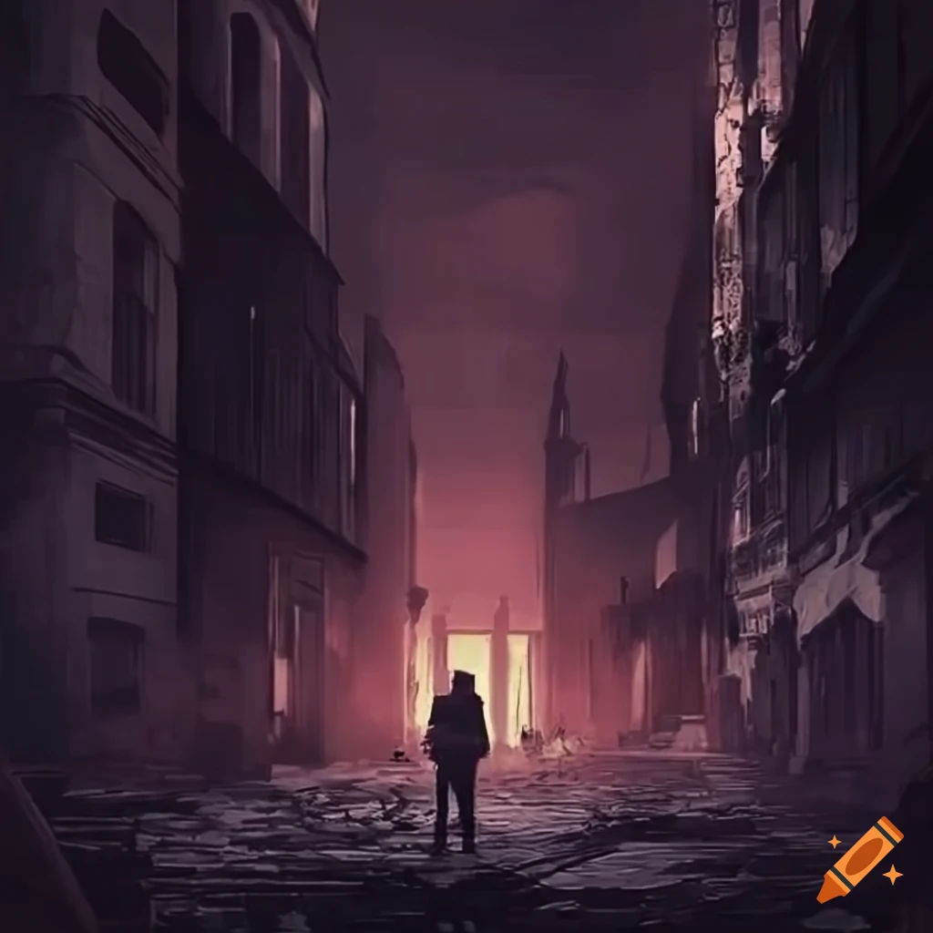 Wallpaper #oJl_P5MBUcASHT6nQswf263 Conceptual Image of a Person in a Post Apocalyptic City on Craiyon