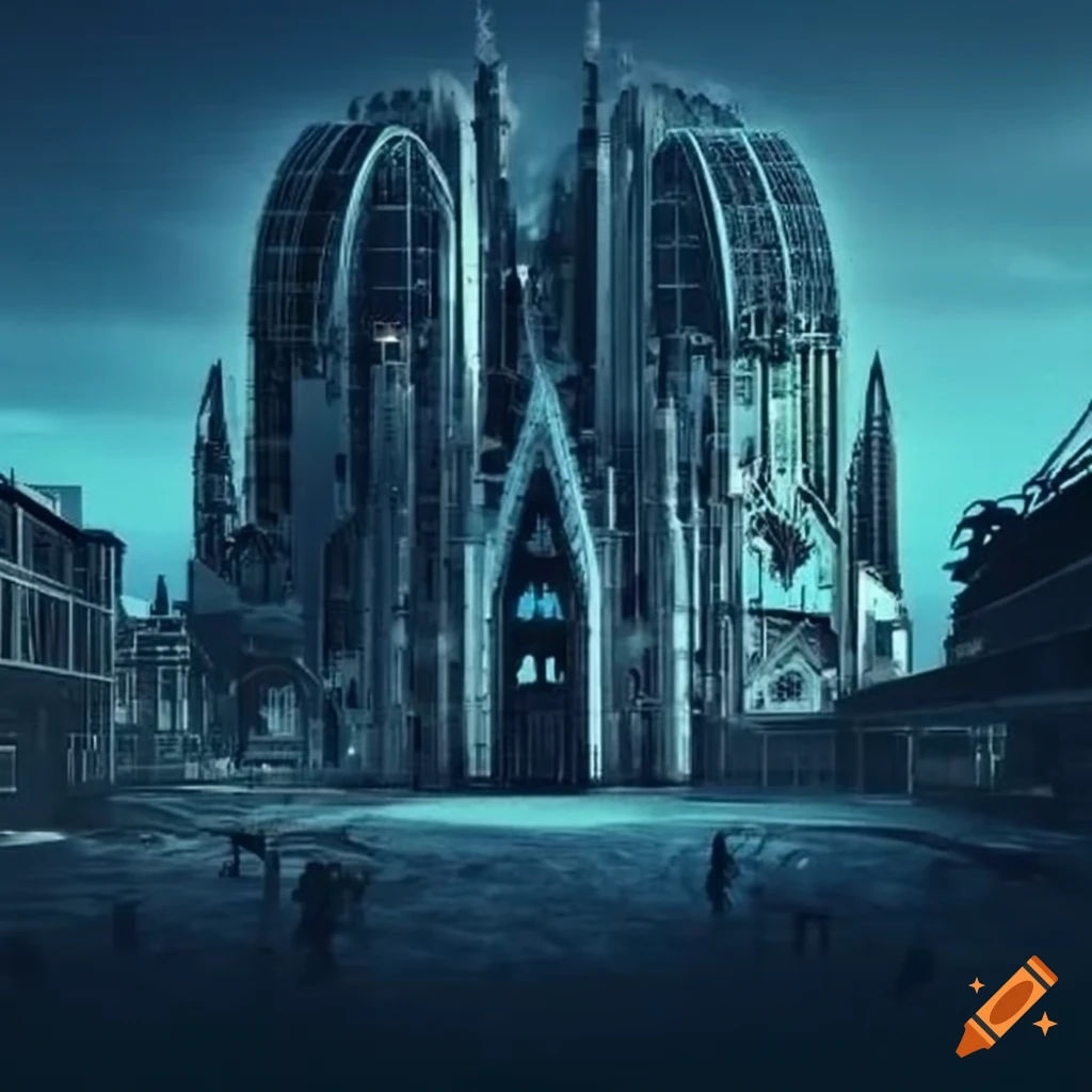 Wallpaper #FM5vJZMB71dOy6JZ5RSb246 Dystopian City with Gothic Architecture on Craiyon