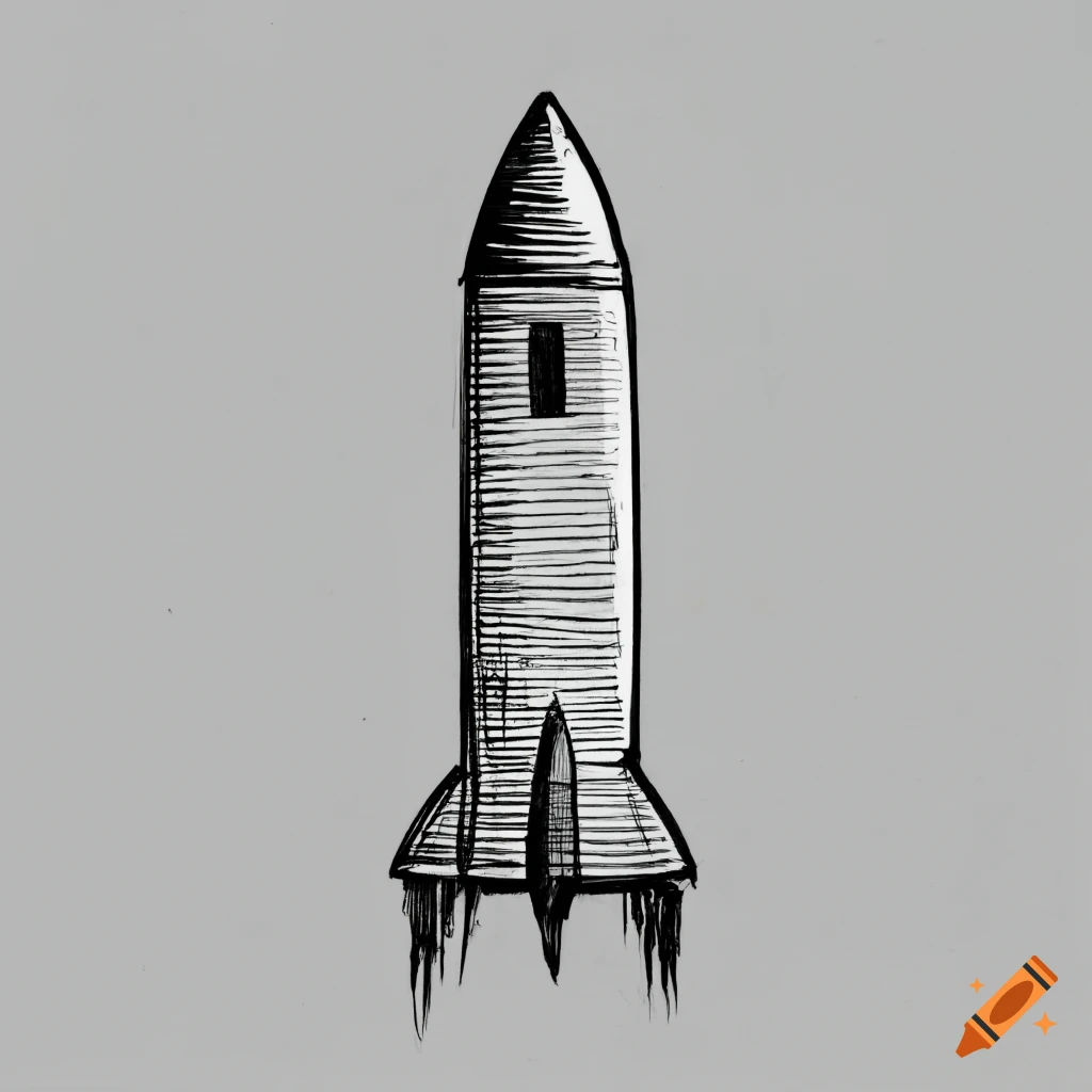 Wallpaper #95lDP5MBUcASHT6nWssT332 Pencil Drawing of a 1960s Science Fiction Rocket on Craiyon