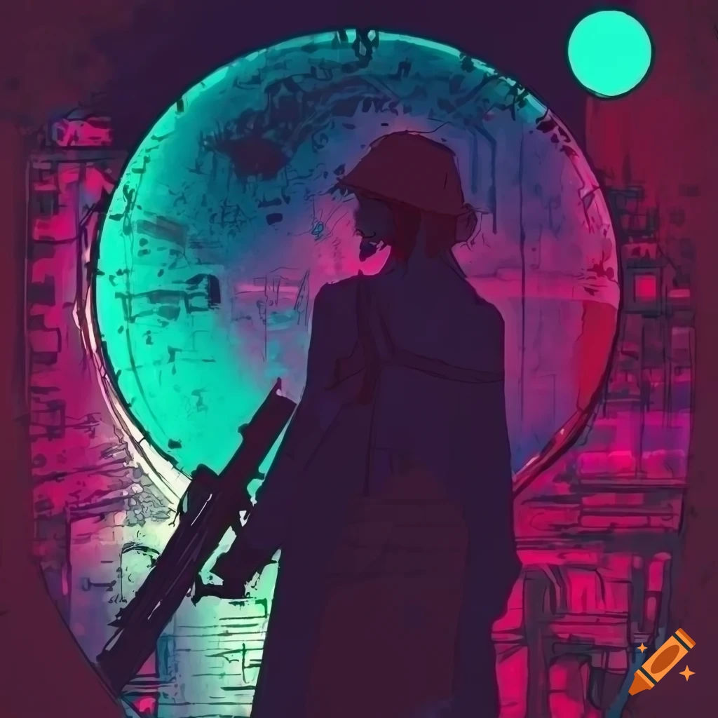 Wallpaper #NWcH9pIBSpphPi3-kYJt322 Illustration of a Lone Silhouette in a Dystopian Future on Craiyon