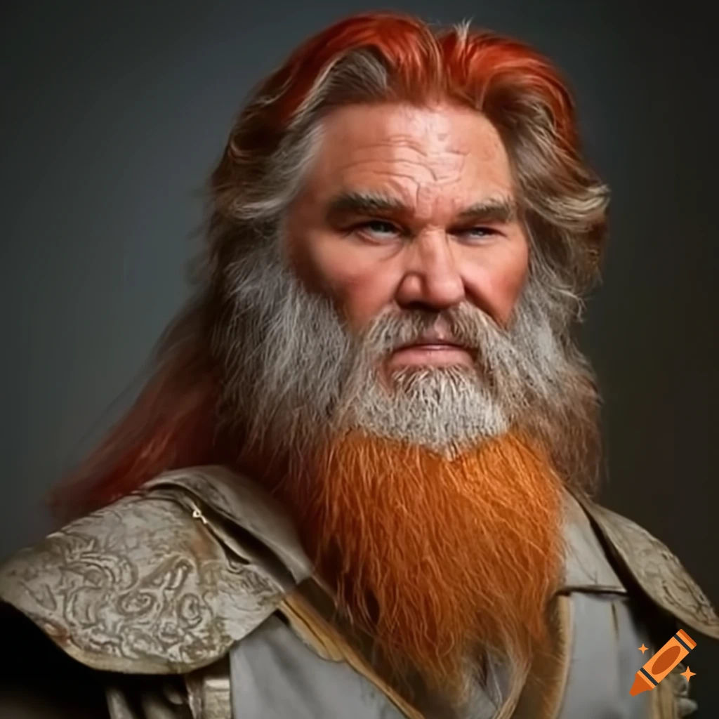 Wallpaper #avA6gJcBi4JM6agGWiFc192 Kurt Russell as a Dwarf Character with Red Hair and Beard on Craiyon