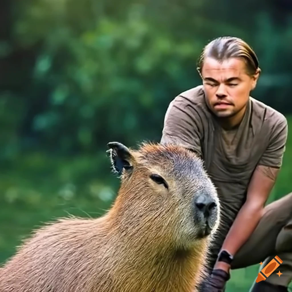 Wallpaper #1GfT6JIBSpphPi3-ZD6Q142 Leonardo Dicaprio with a Capibara