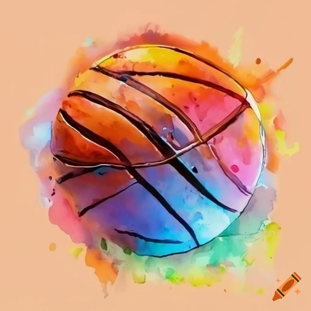 Wallpaper #Bz-DPJMBLiIJ4c9O2pJb325 Watercolor Painting of a Basketball Home Screen on Craiyon