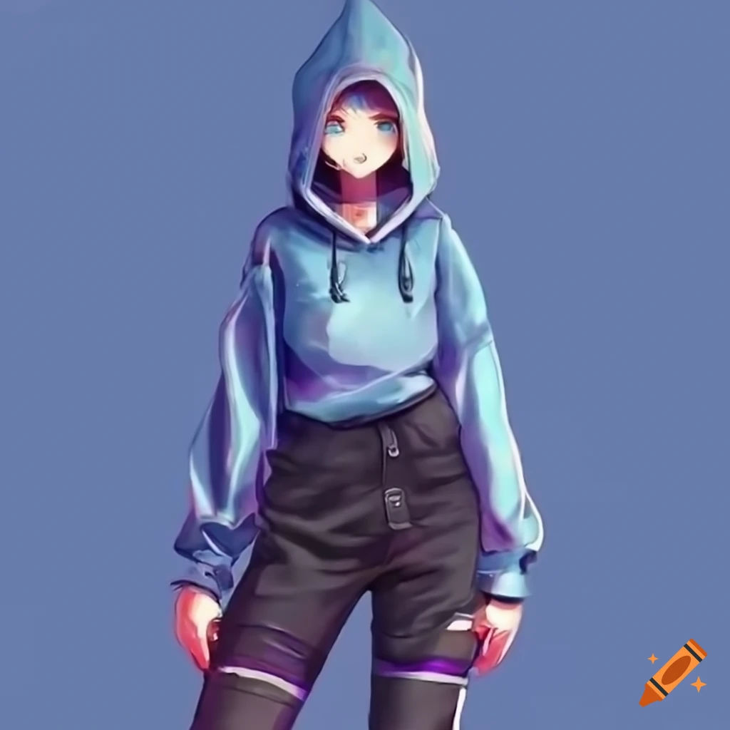Wallpaper #w2gaH5MBSpphPi3-1yqM72 Cyberpunk Girl with Futuristic Hoodie and Cybernetic Arm on Craiyon