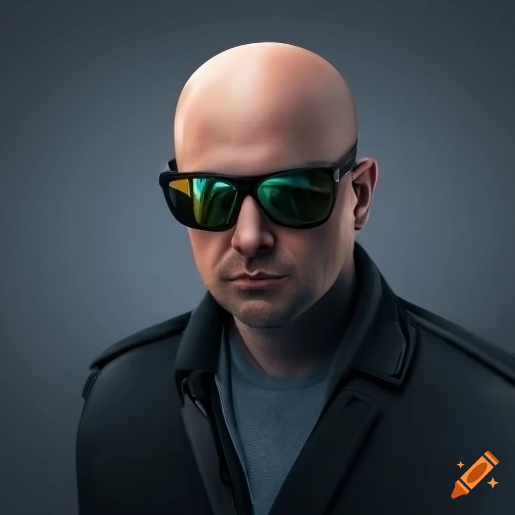 Wallpaper #zWco_ZIBSpphPi3-xppn273 Close Up of Bald Businessman Wearing Orange Avant Garde Glasses on Craiyon