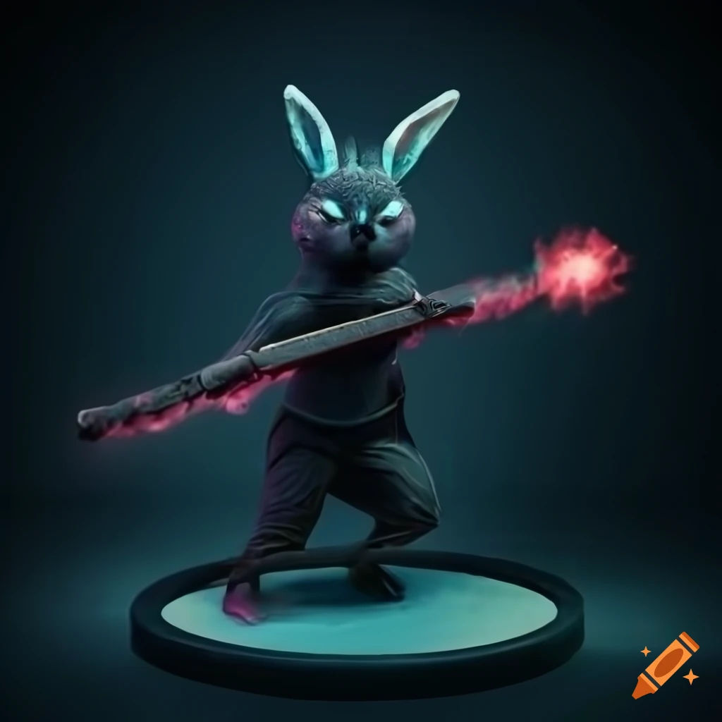 Wallpaper #qa3MMZMBKf019FdaUxGB140 Cyberpunk Artwork of a Rabbit with a Staff on Craiyon