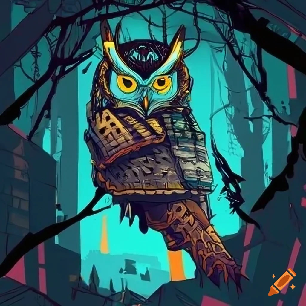 Wallpaper #AF7fMpMBborbLbczZGDZ130 Cyberpunk Owl Illustration by Tim Doyle