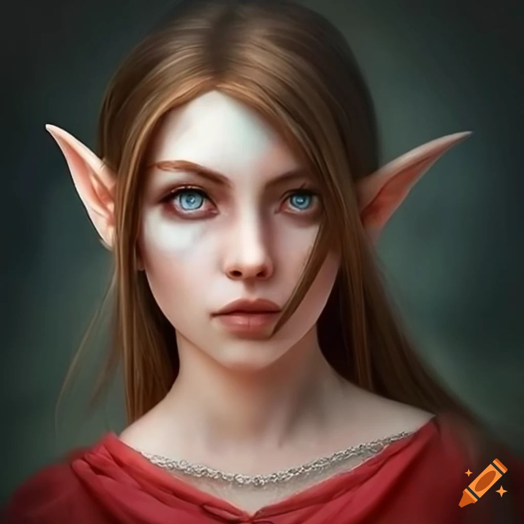Wallpaper #DZ27ZJcBkAG5jTCH-LFh152 Digital Art of a Beautiful Young Female Elf with Brown Hair on Craiyon