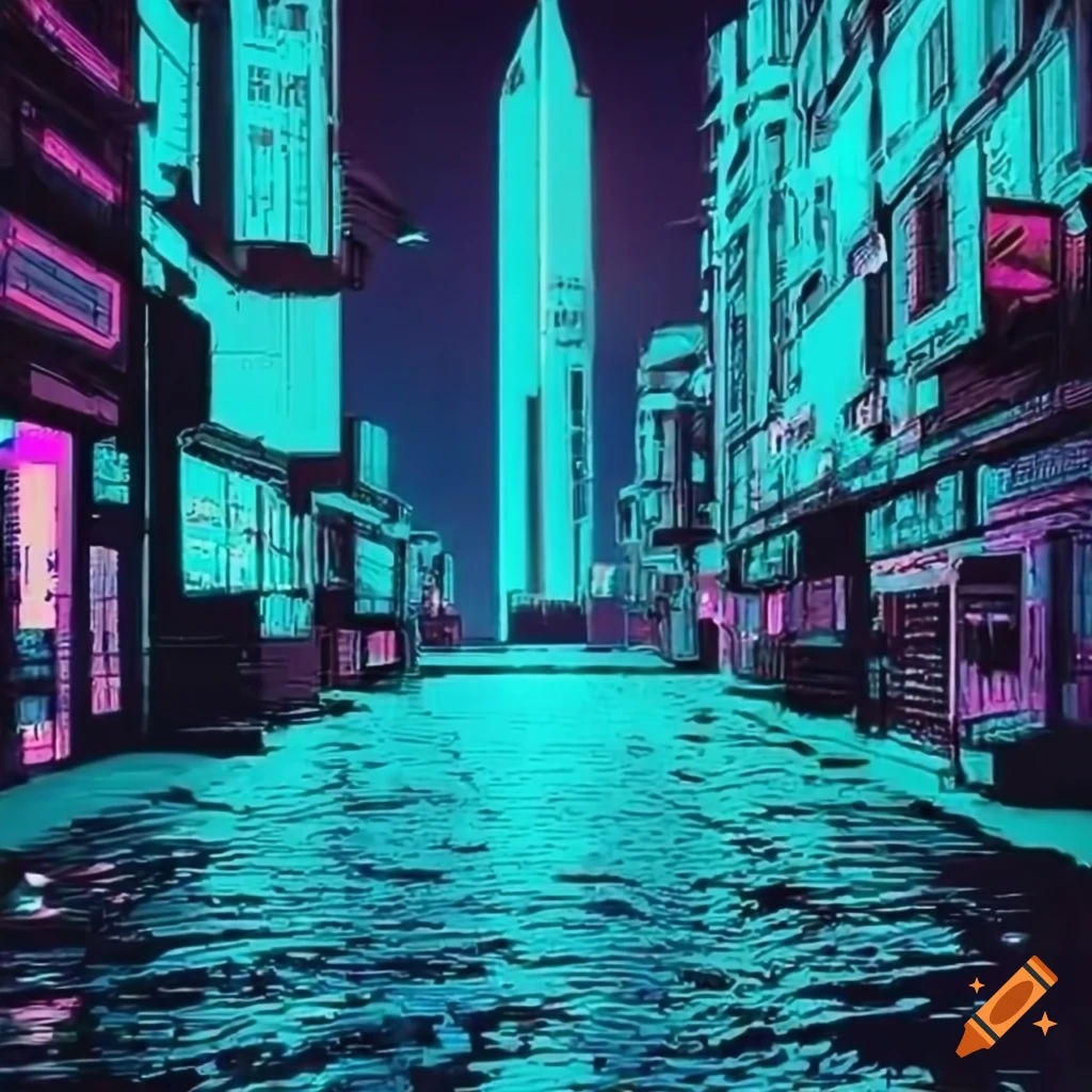 Wallpaper #42exDJMBSpphPi3-h9_r273 80s Cyberpunk City in Vibrant Colors on Craiyon