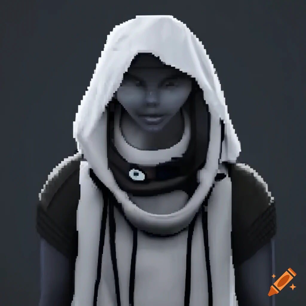 Wallpaper #VhfjPZMBPLD5_VENJd5E128 Pixel Art Character with a White Hood