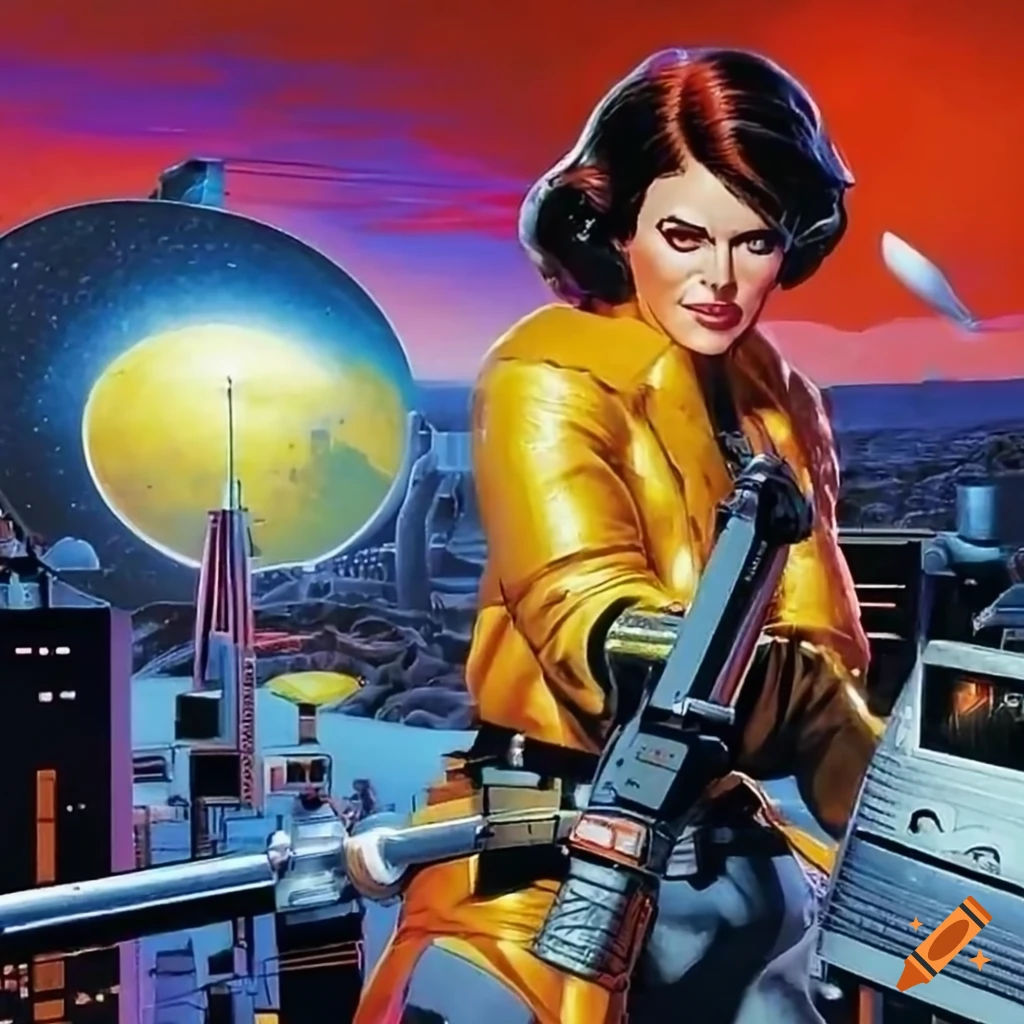 Wallpaper #-vSTOpMBKFX8bn3rTngm4 Retro Sci Fi Pulp Magazine Cover Art on Craiyon