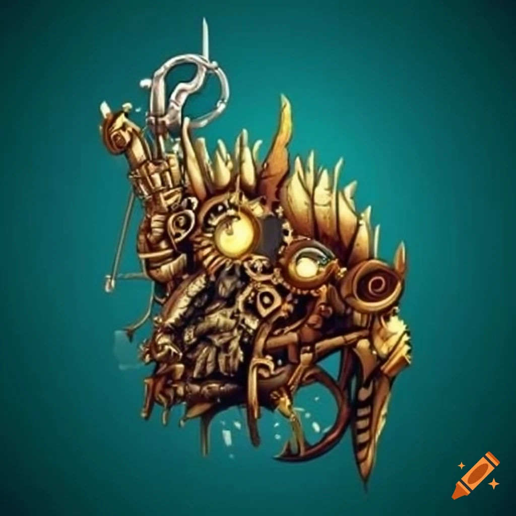 Wallpaper #MGh_F5MBSpphPi3-Ow_u151 Steampunk Dragon Milling Cutter in Hexabb000 on Craiyon