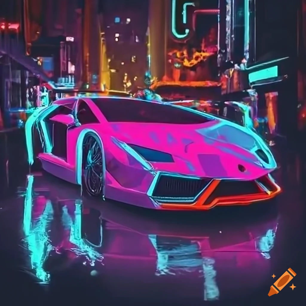 Wallpaper #ER0bLZMBlOZrFDOklM-g148 Abstract Neon Art with Lamborghini on Craiyon