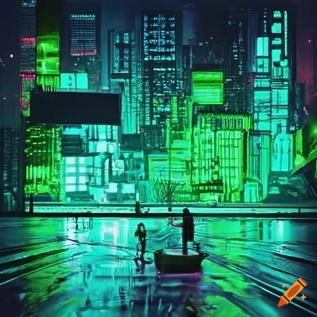 Wallpaper #F2ch7JIBSpphPi3-8lH9298 Cyberpunk Neon Green Cityscape on Craiyon