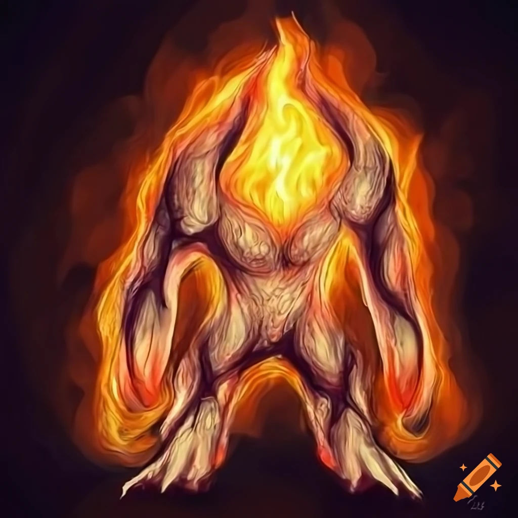Wallpaper #l2cj_pIBSpphPi3-dp46147 Large Magical Fire Elemental with Sparks Everywhere on Craiyon
