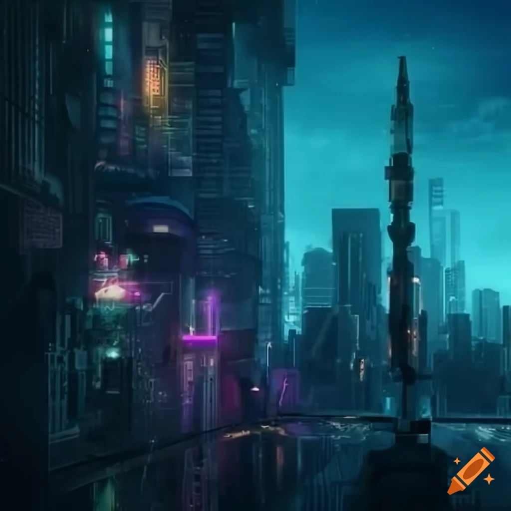 Wallpaper #FhzCQJMB8JfcLg2J1_eD180 Cityscape with Biopunk and Cyberpunk Elements on Craiyon