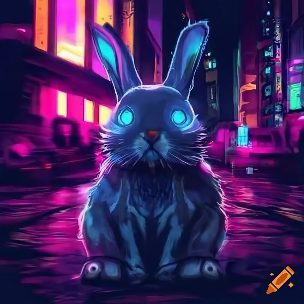 Wallpaper #qa3MMZMBKf019FdaUxGB136 Cyberpunk Rabbit in a City on Craiyon