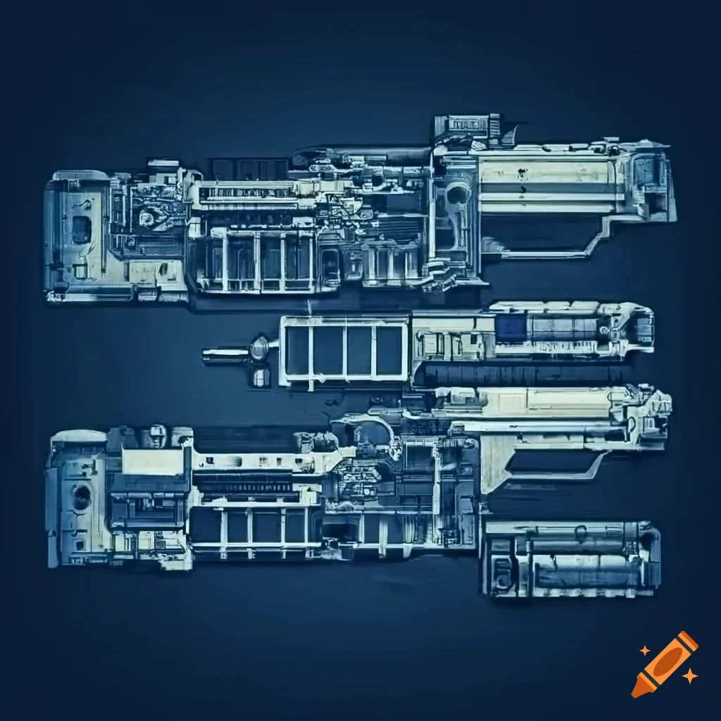 Wallpaper #H2huGZMBSpphPi3-FBdI298 Detailed Blueprint of a Sci Fi Weapons System on Craiyon