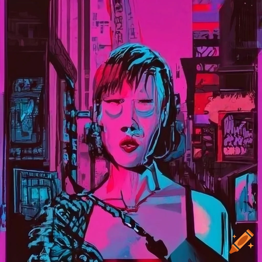 Wallpaper #NWcH9pIBSpphPi3-kYJt347 Illustration of Neo Noir Dystopian Cyberpunk Future with Vibrant Colors
