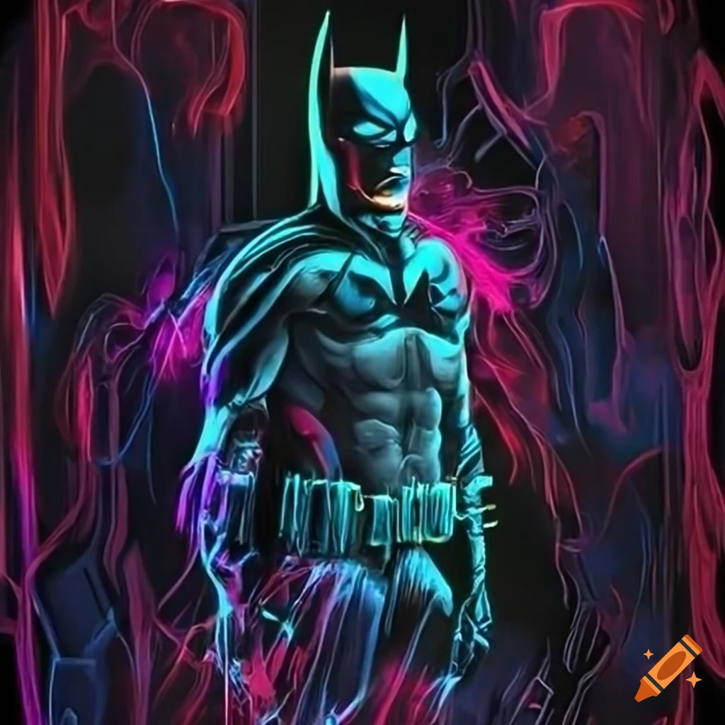 Wallpaper #1Gi4IpMBSpphPi3-EjPK101 Abstract Neon Art of Batman on Craiyon