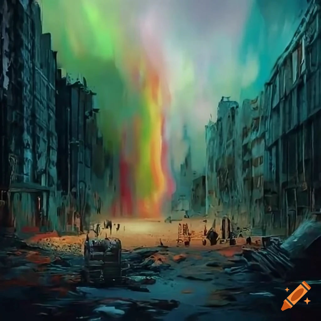 Wallpaper #oJl_P5MBUcASHT6nQswf270 Post Apocalypse Rainbow on Craiyon