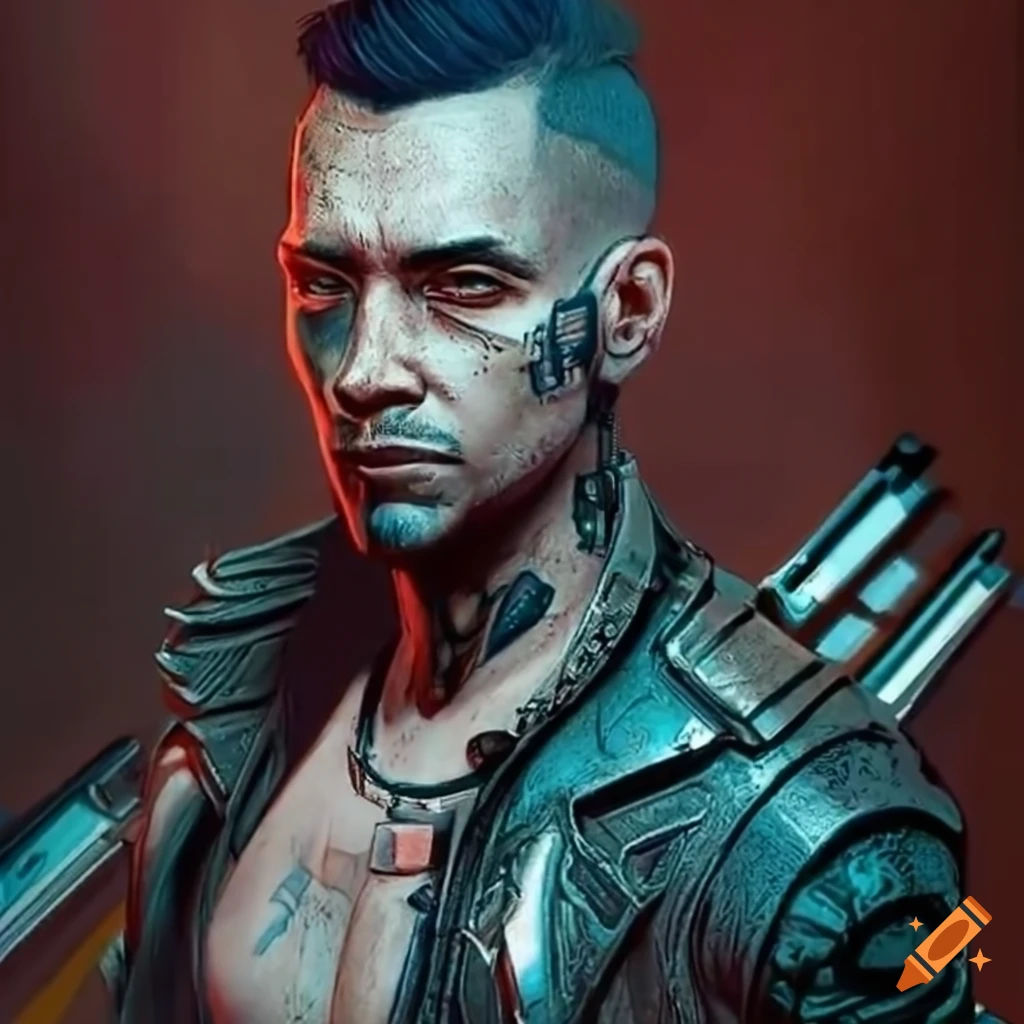 Wallpaper #37kb3pIBJvJKYCmE0QMM170 Cyberpunk 2077 Character with Chrome Plating and Tattoo on Craiyon