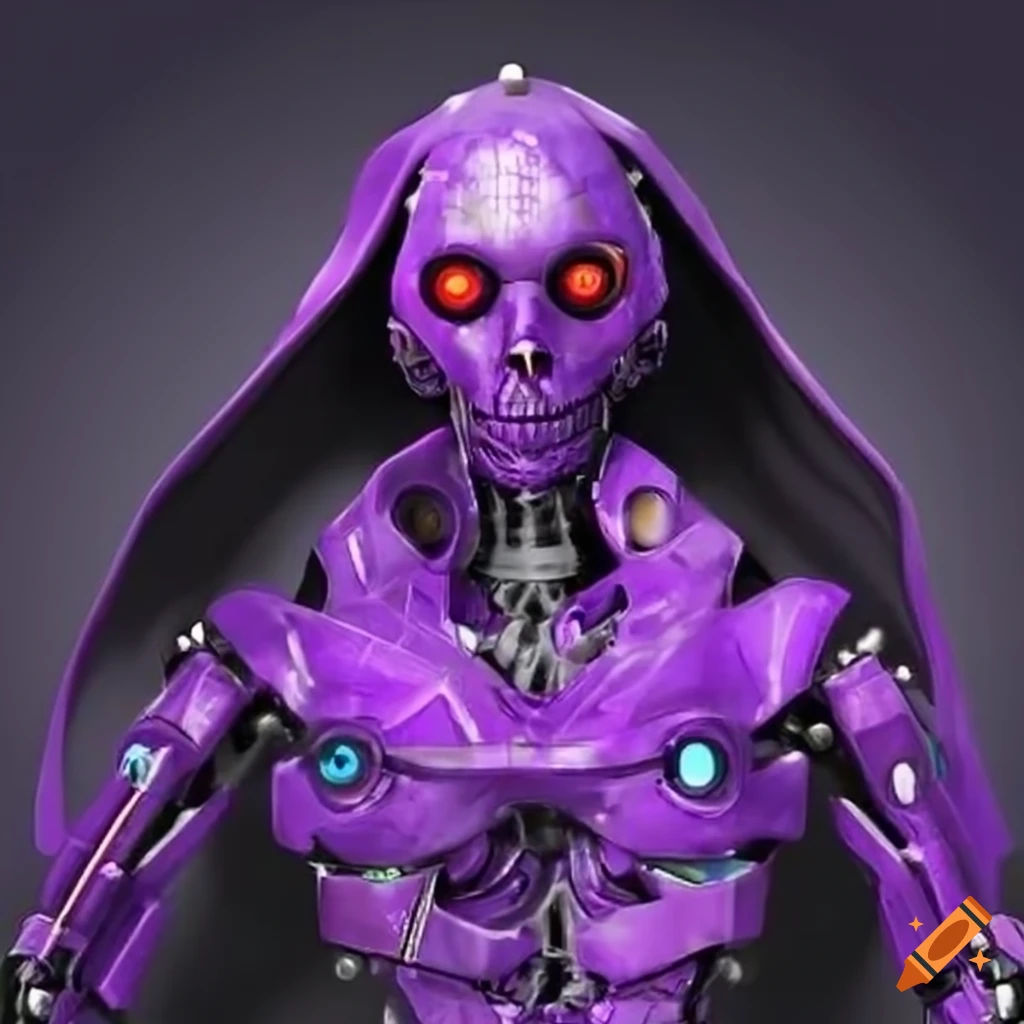 Wallpaper #lmfsDJMBSpphPi3-COFE223 Cyborg Robotic Purple Grim Reaper on Craiyon