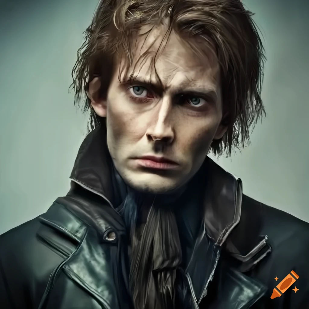 Wallpaper #oJl_P5MBUcASHT6nQswf277 Portrait of a Post Apocalyptic Man with Tousled Brown Hair and Black