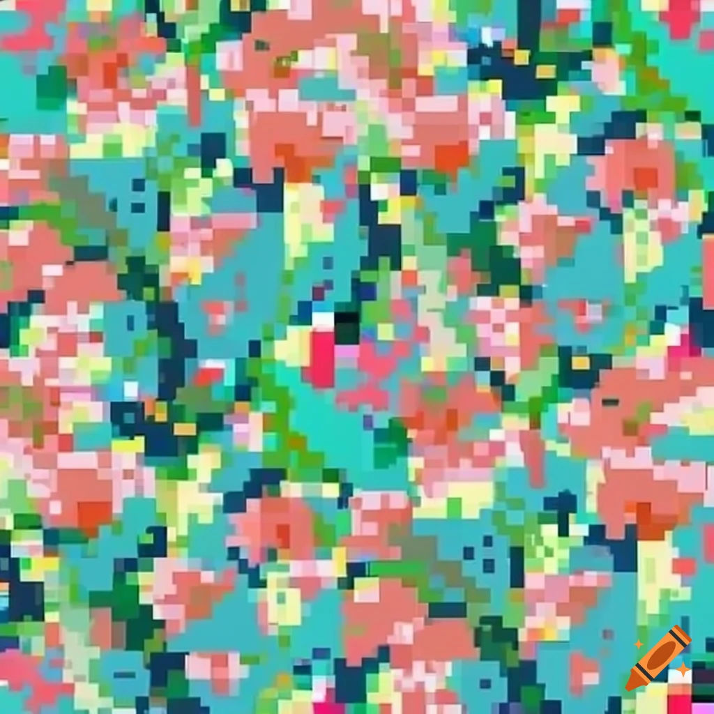 Wallpaper #YVanepcBsd6xcFiEltxK34 Minimalist Pixel Art Floral Bouquet Repeat Pattern on Craiyon