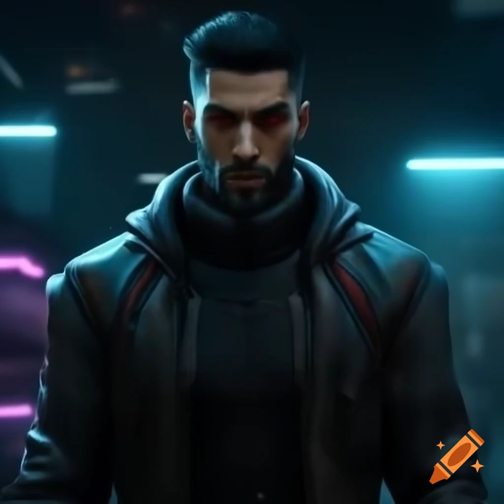 Wallpaper #k20raZcBycdYOYFT3nCL135 Male Character in Cyberpunk Theme with Futuristic Elements on Craiyon