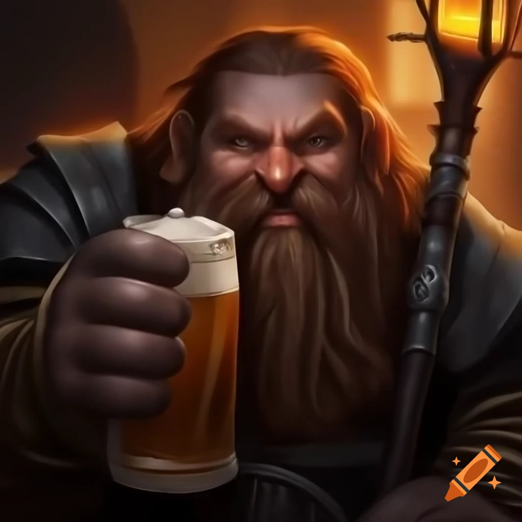 Wallpaper #avA6gJcBi4JM6agGWiFc43 Silhouette of a Dwarf Holding Beer Inspired by Fantasy Themes on Craiyon