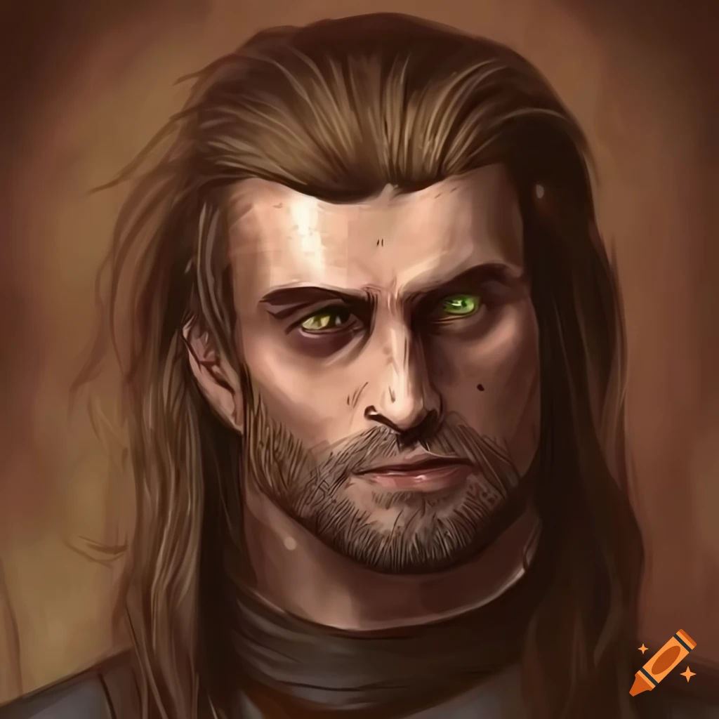 Wallpaper #efFtQ5MBLX2DcmSNLoVg366 Sketch of a Witcher with Brown Curtains Haircut on Craiyon