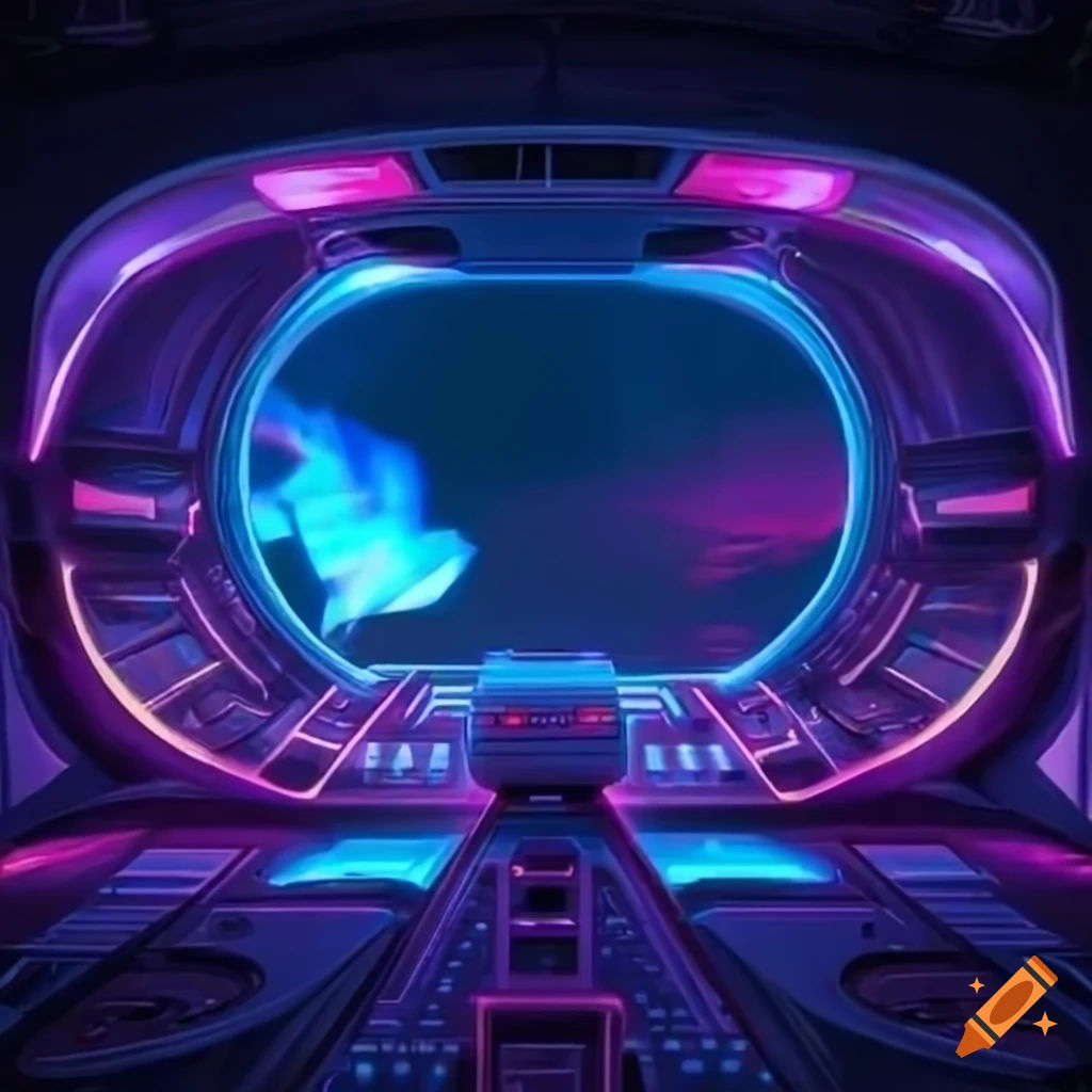 Wallpaper #r7gj2JIBJvJKYCmEhOZY189 Retro Synth Wave Spaceship Interior on Craiyon