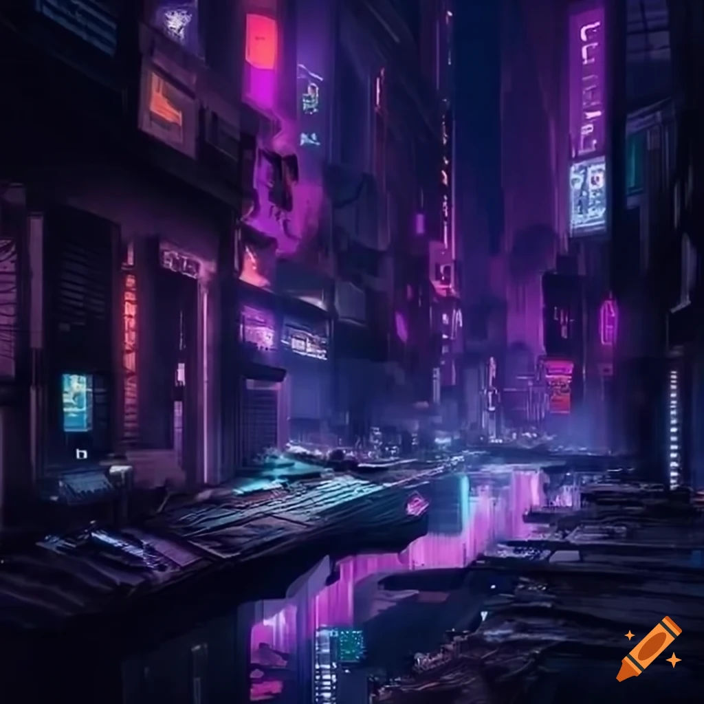 Wallpaper #N-bUMpMBA7IOc3WmwxKC120 Dystopian Cyberpunk Cityscape on Craiyon