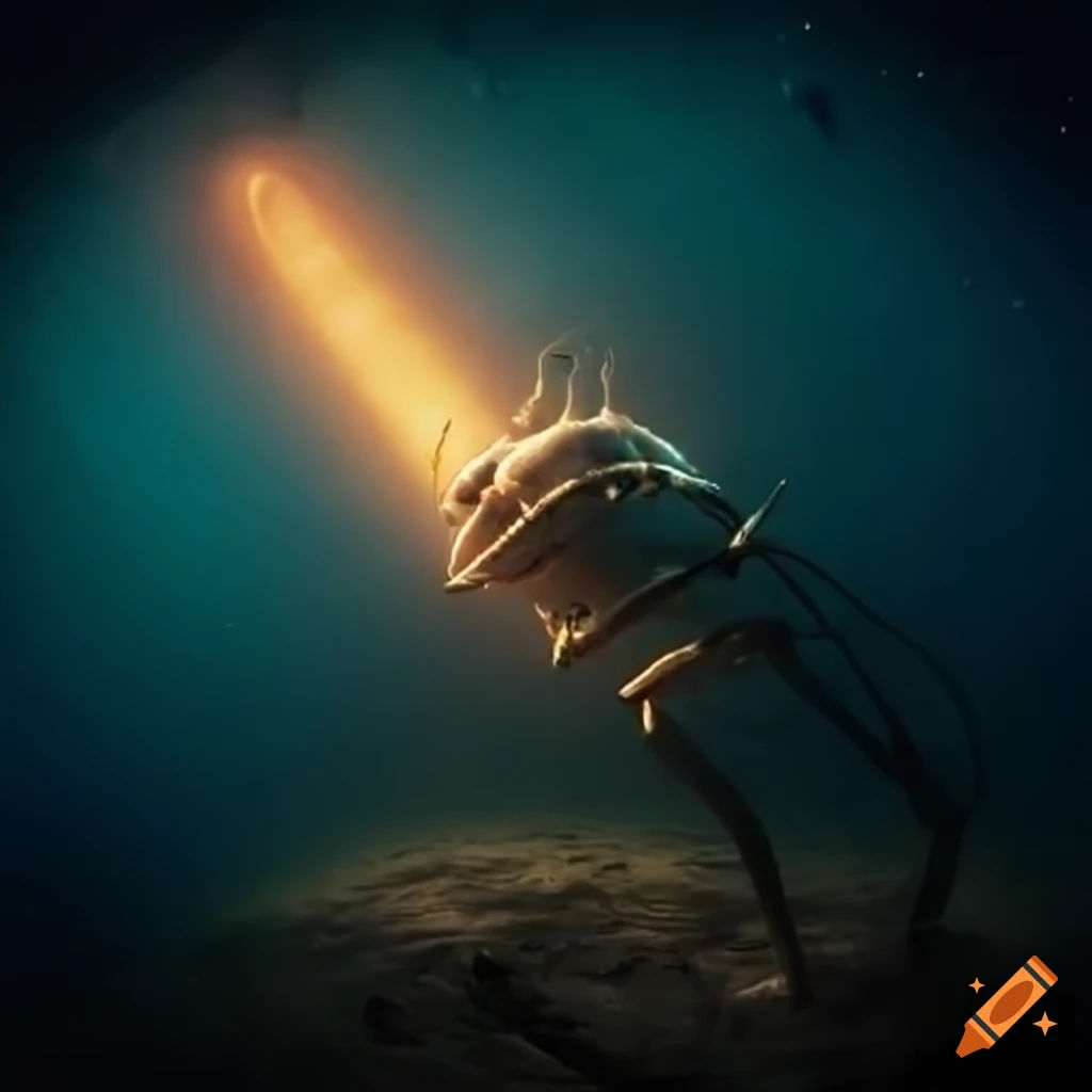 Wallpaper #5WjrF5MBSpphPi3-rxCo397 Sci Fi Illustration of a Partially Submerged Robot in the Ocean Floor