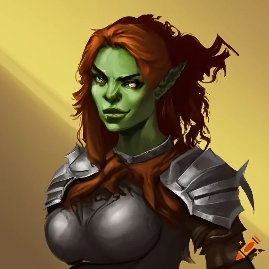 Wallpaper #DZ27ZJcBkAG5jTCH-LFh55 Digital Art of a Female Half Orc Paladin on Craiyon
