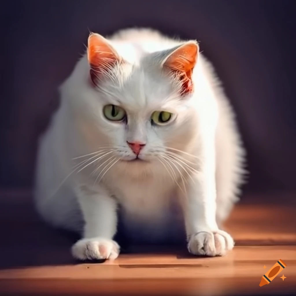 Wallpaper #7B0HLZMBlOZrFDOkWM3S215 White Cat Sitting on a Table on Craiyon