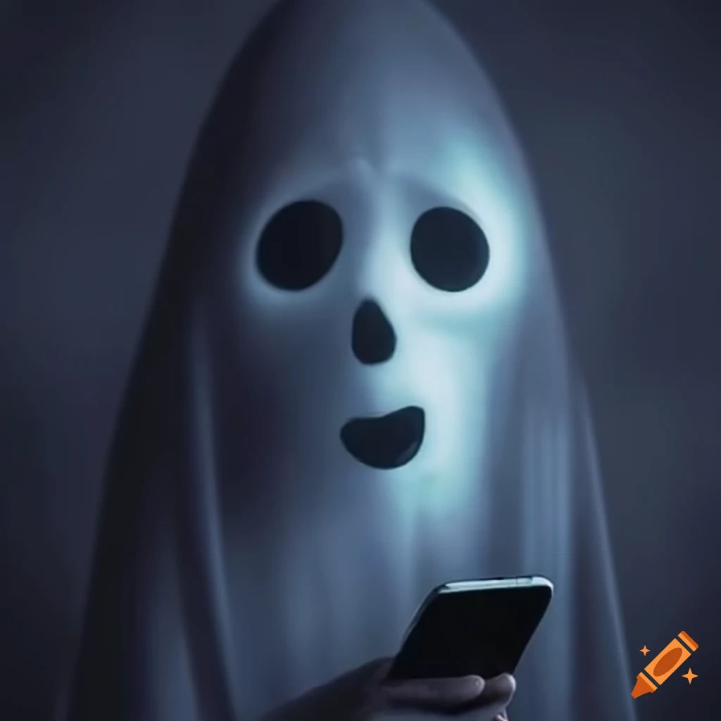 Wallpaper #VPS-OZMBKFX8bn3rsndx359 Spooky Ghost Scrolling Through Social Media on Craiyon