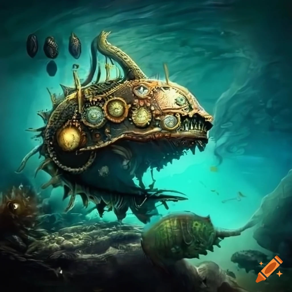 Wallpaper #7DE0NZMB5zzyi_yYk1WD260 Steampunk Sea Creatures on Craiyon